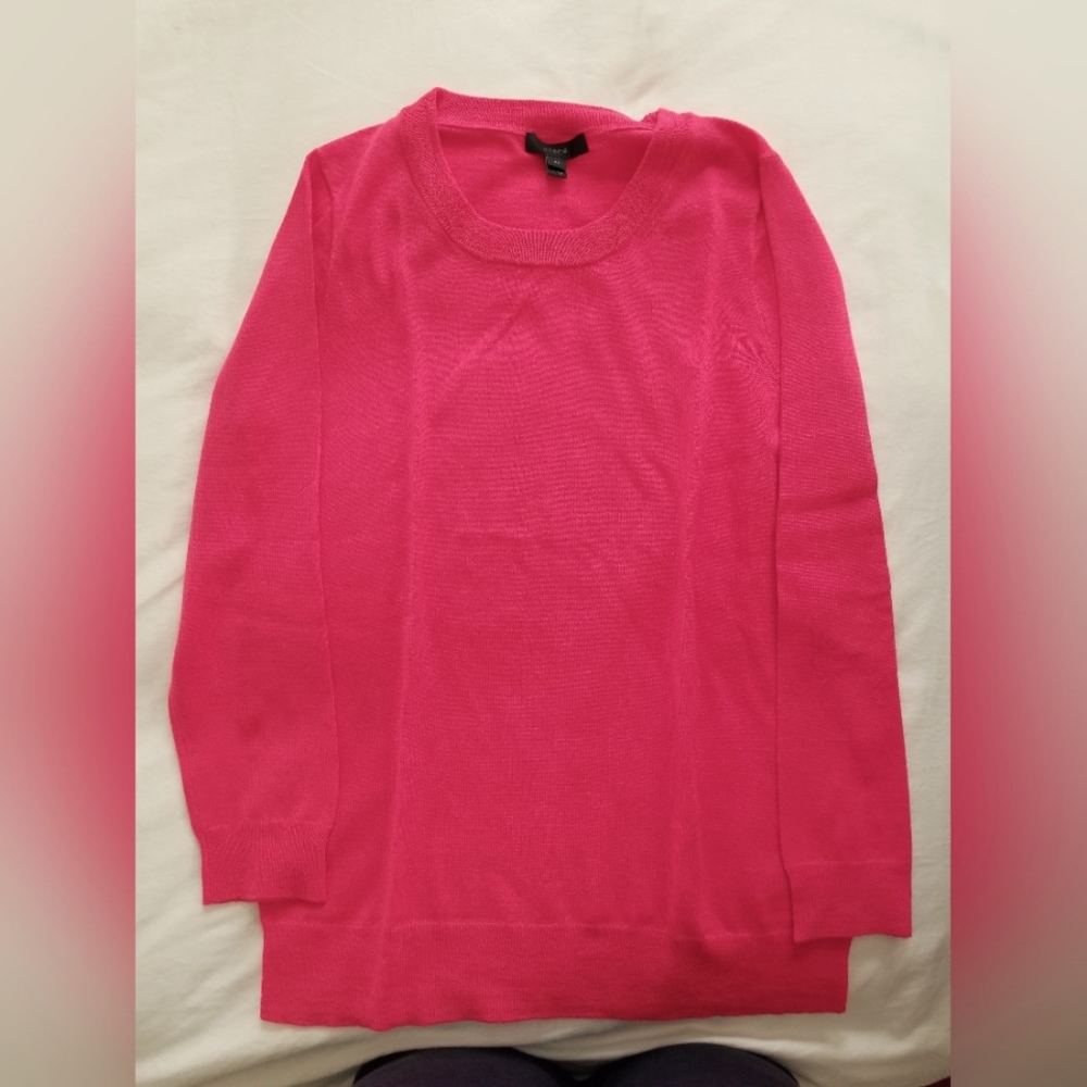 J Crew merino wool crew neck sweater.  Raspberry. Size medium.
